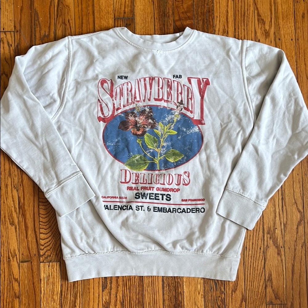 Urban Outfitters Cream Strawberry Sweatshirt